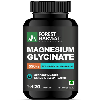Forest Harvest Magnesium Glycinate | High Absorption Formula for Muscle Function, Relaxation & Nerve Health | 120 Vegetarian Capsules