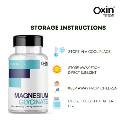 Oxin Nutrition Magnesium Glycinate High Absorption - 120 Vegetable Capsules