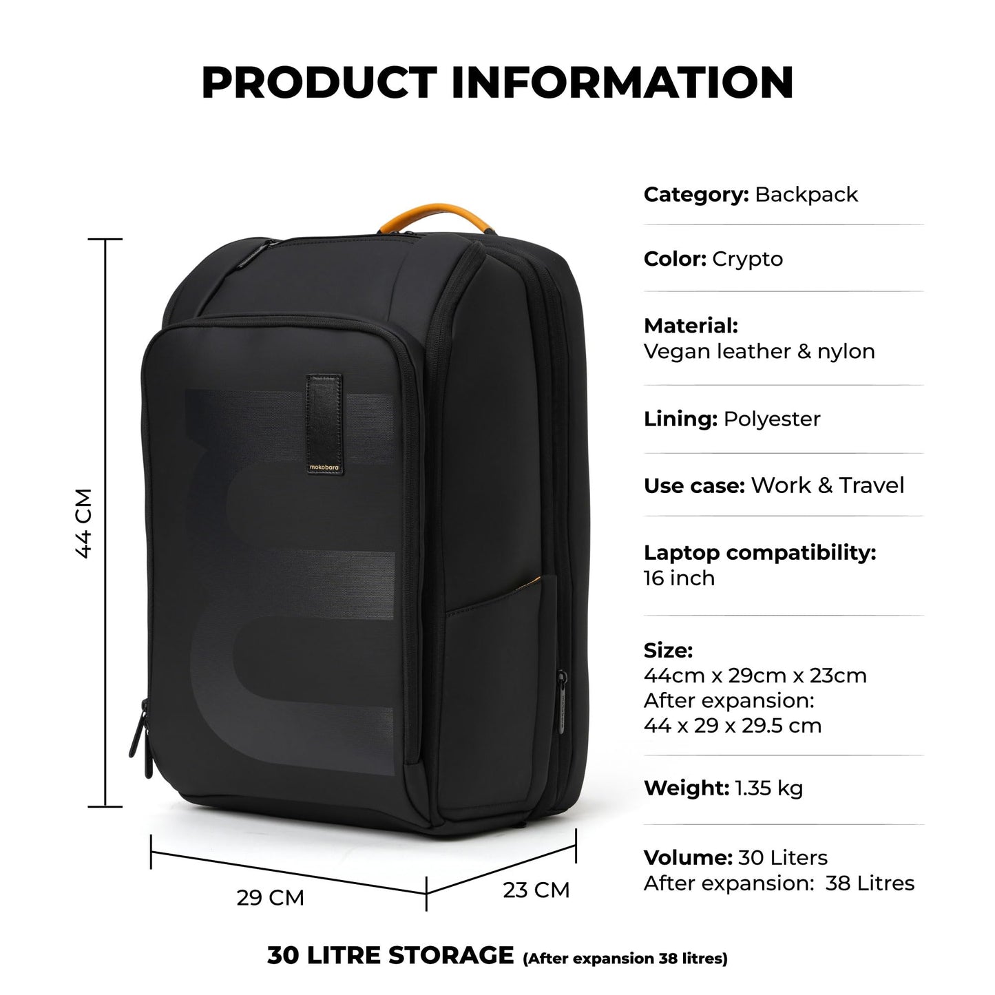 MOKOBARA Em Telescope Backpack | 30L Expandable to 38L Capacity | Water- image 6