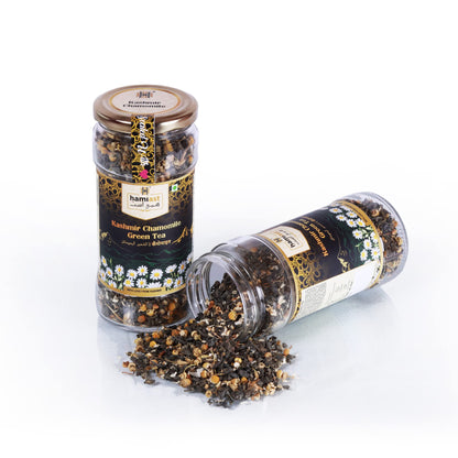 Hamiast Kashmir Chamomile Green Tea for Stress Relief & Good Sleep, Whole Leaf & Natural Chamomile Flowers 100g Serves 50 Cups