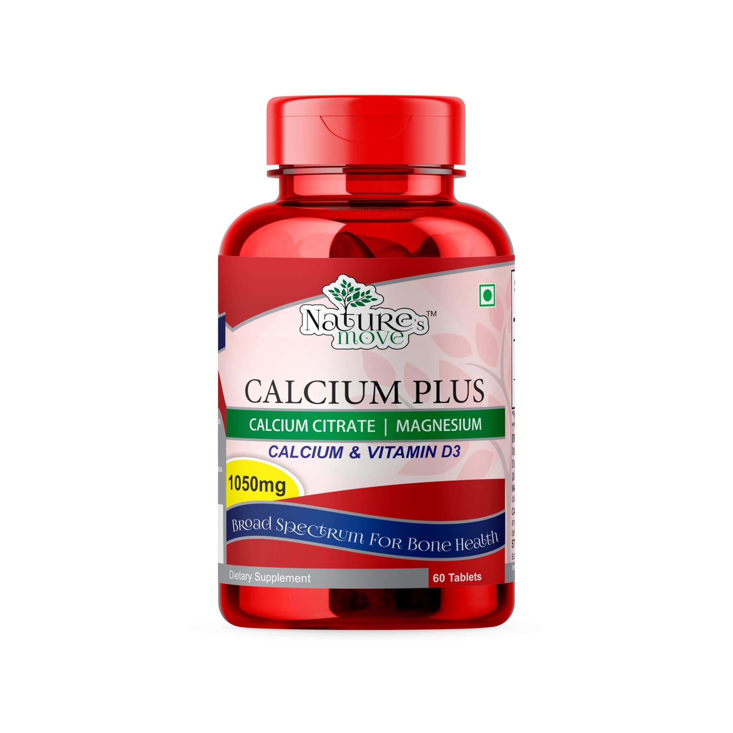 Natures Move Calcium Plus 1050mg with Citrate, Magnesium & Vitamin D3 | 60 Tablets Bone Health