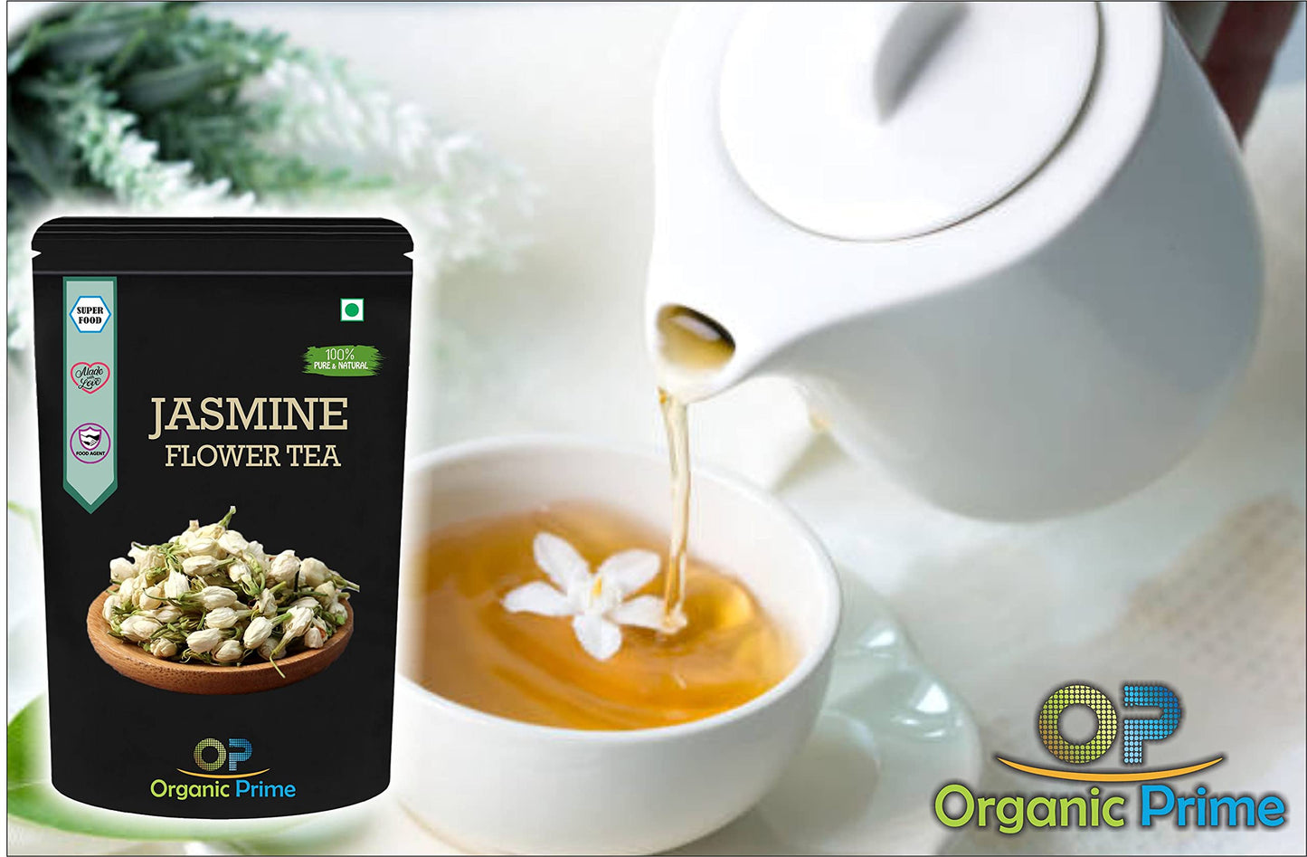 Organic Prime Jasmine Flower Tea for Slimming Body and Stress Relief - 100 GM by Organic Prime