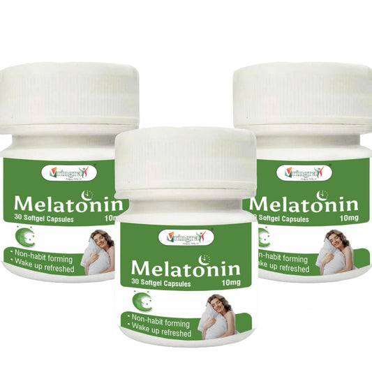Melatonin 10mg Softgel Capsules – Natural Sleep Support, Jet Lag Relief & Relaxation Supplement – Non Habit Forming – 30 Softgels (Pack Of 3)