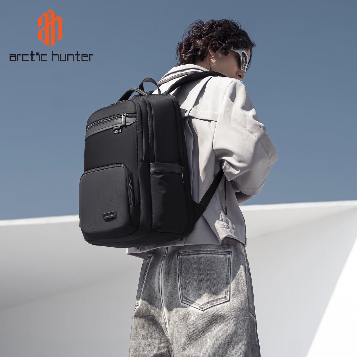 Arctic Hunter Premium Business Backpack for Men Women 20L Nylon Water-repellent Ergonomic EVA Back Pad Multiple Compartments Shockproof 15.6-inch Laptop Bag (Black)