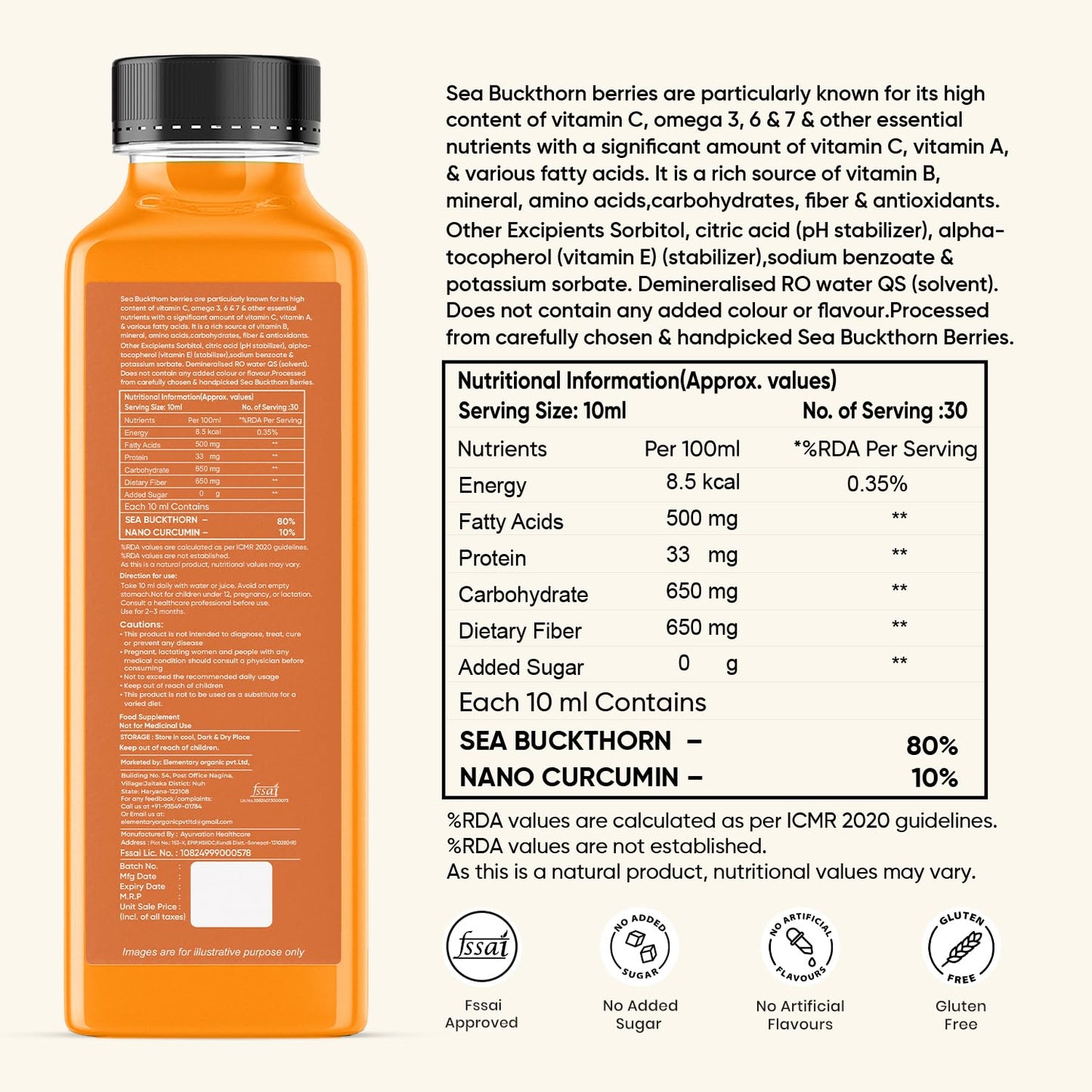 Sea Buckthorn Juice - 350 ML | Pulp Concentrate for Total Body Care & Wellness | Rich in Vitamin C, Omega 3, 6, 7, 9 & Antioxidants | for Men & Women (1050 ML)