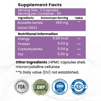 Raskam Boswellia Serrata Extract 100 Veg Capsules (500mg) | Healthy Inflammation Response & Mobility | Non-GMO & Gluten-Free (Pack of 2)