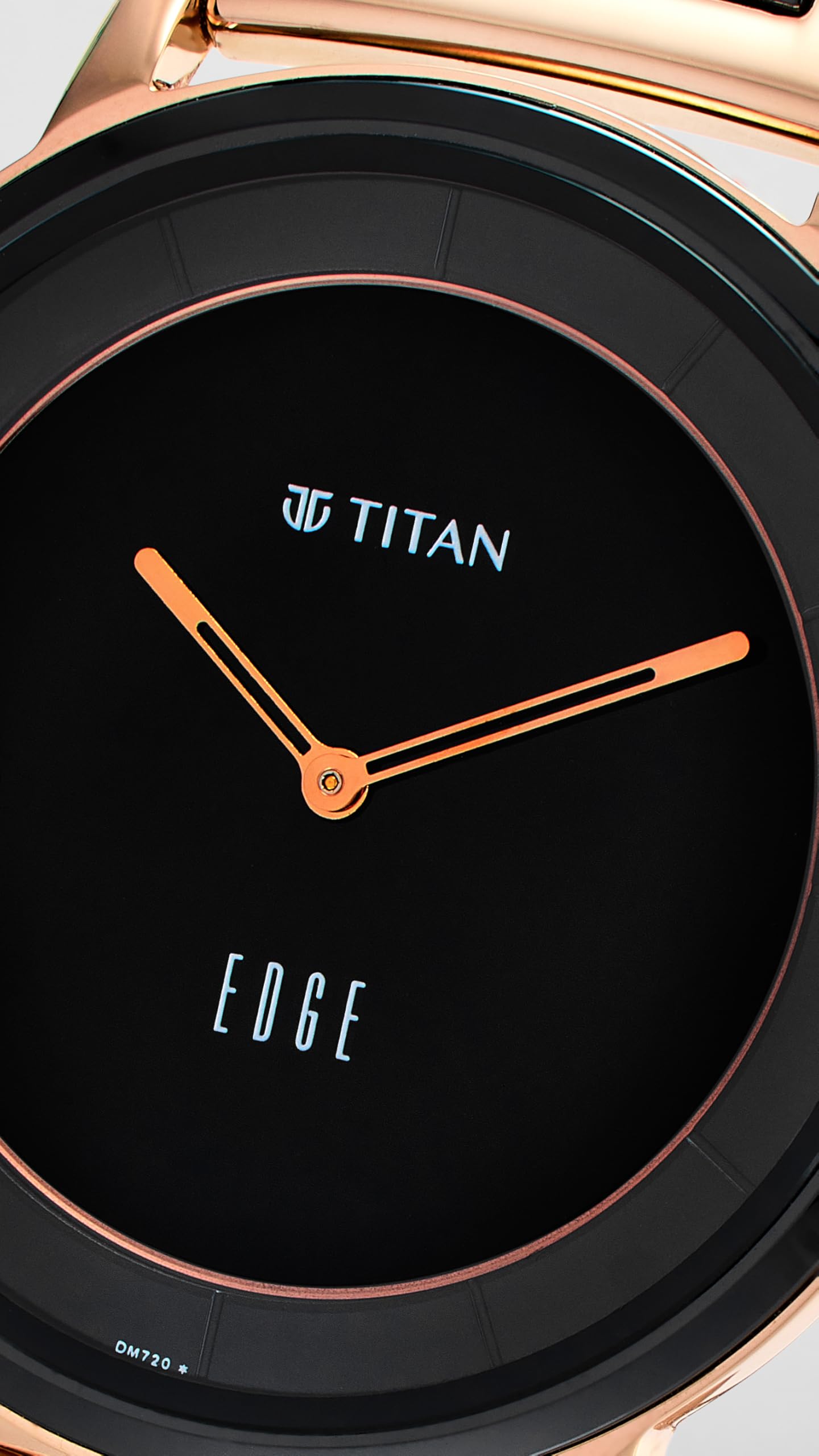 EDGE Titan Fusion Quartz Analog Black Dial Two Toned Black & Rose Gold Ceramic Strap Watch for Men - NT1878KD03
