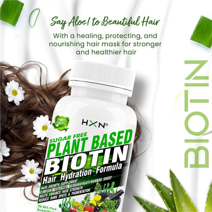 HXN Biotin Tablets For Hair Growth With 10000mcg Powder Plant-Based Sup- image 5