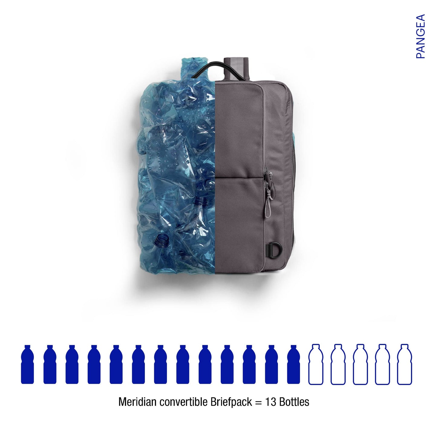 DailyObjects PET Charcoal Meridian Convertible Briefpack (Backpack + Briefcase) (16L)| 100% Recycled | Fits Laptop Upto 16 Inch | Lightweight Shoulder Backpack | Multiutility Bag with Trolley Sleeve