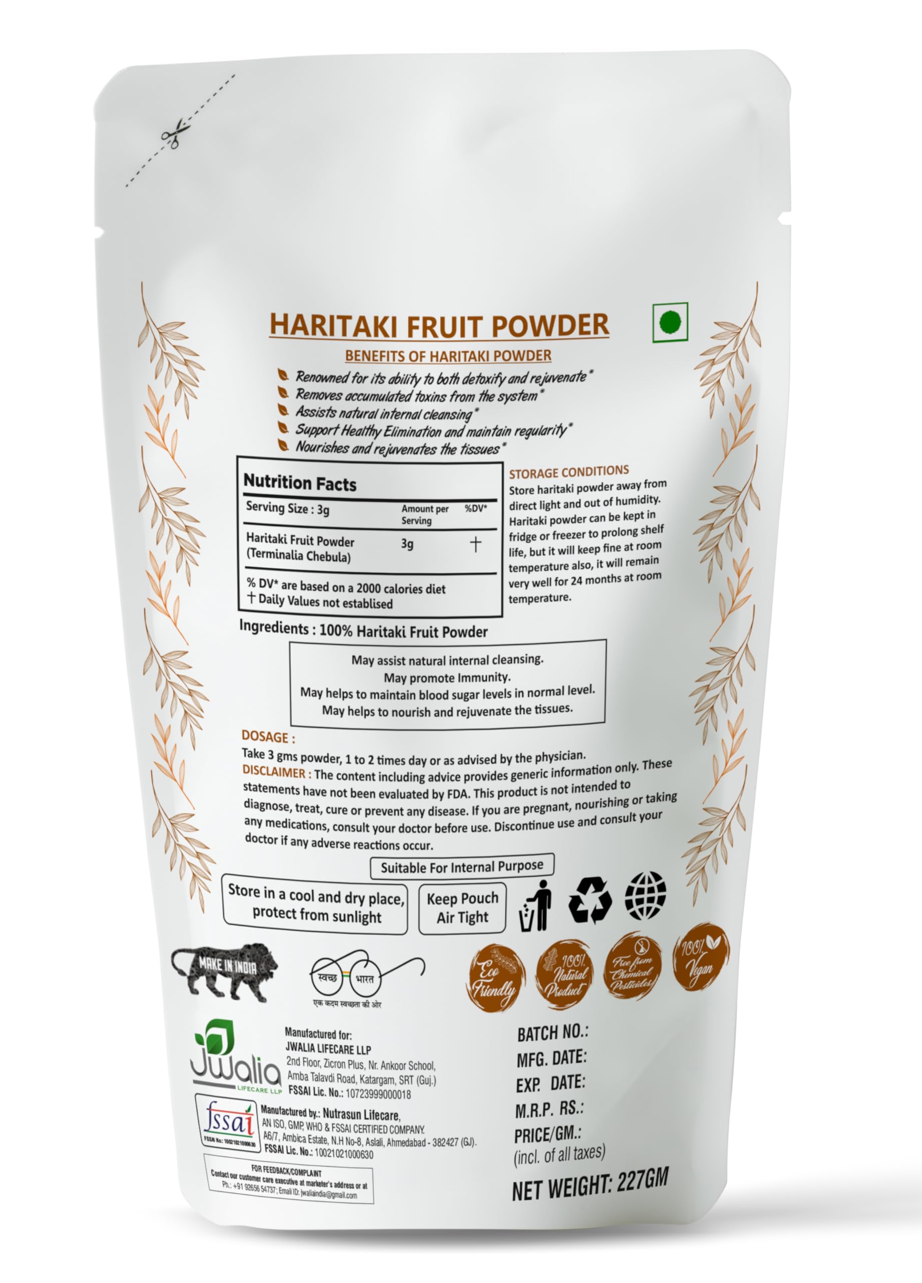 MYHERB 100% Natural Organic Haritaki Powder || 227 Gm/0.5 Lbs || Termin- image 2