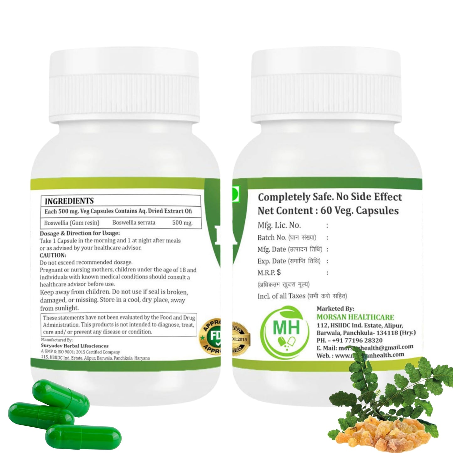 MORSAN HEALTHCARE Boswellia Capsules 500 mg – 2 X 60 Veg Capsules | Plant-Based Supplement (2)