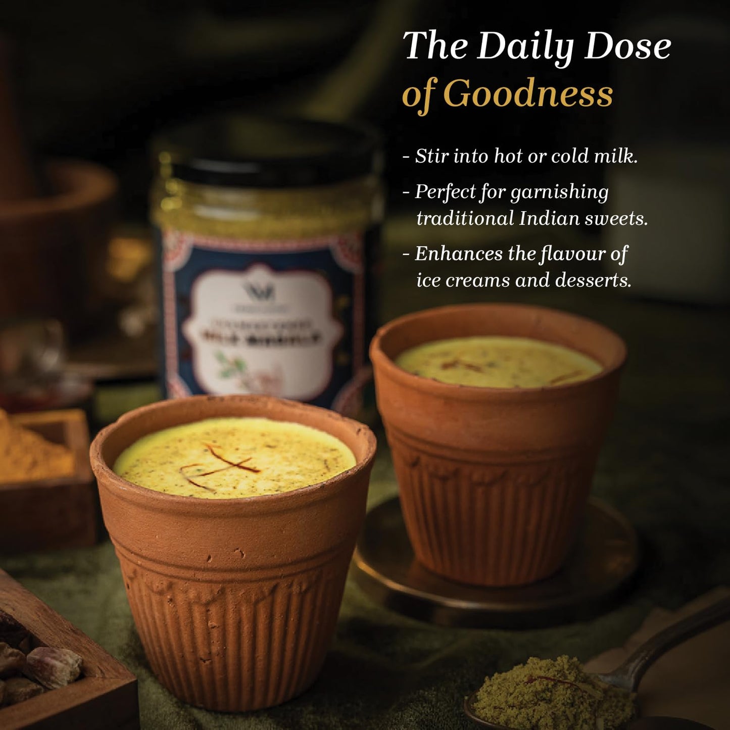 Vedic Mother Homemade Milk Masala 100gm | Premium Homemade With Real Dry Fruits and Saffron | Packed With Vitamins and Nutrients That Our Body Needs | 100% Natural Ayurvedic Touch