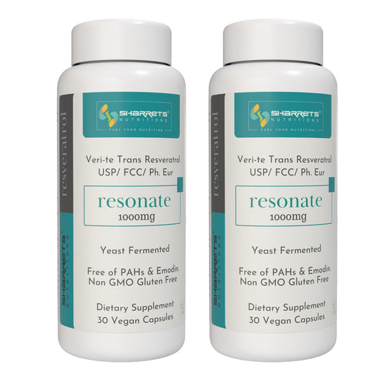 Sharrets Resonate - 1000mg Trans Resveratrol Supplement | 2 x 30 Vegan Capsules