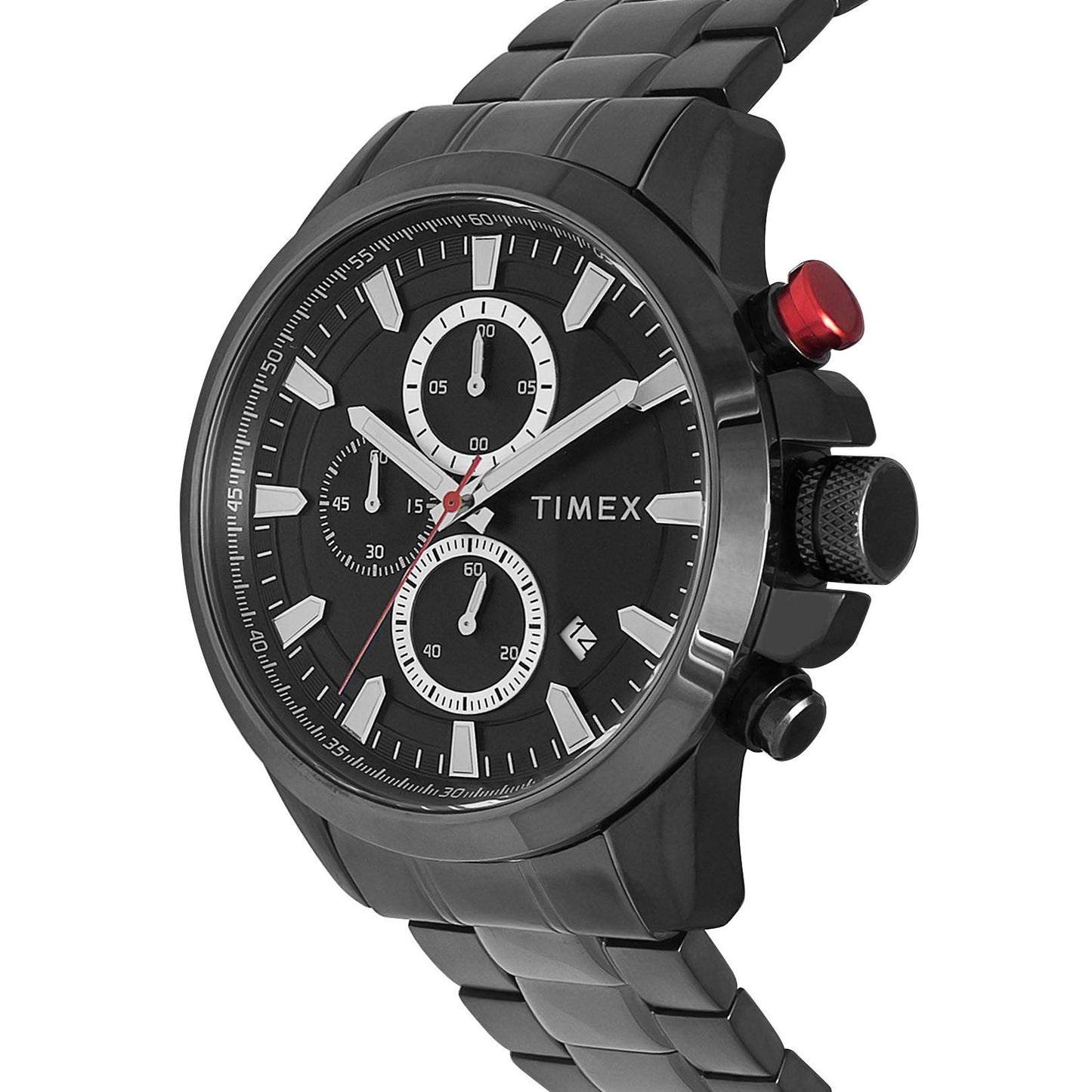 TIMEX Analog Watch for man with Black Round Dial & Gunmetal Stainless Steel Bracelet Band Water Resistant Men's Wrist Watches - TWEG19301