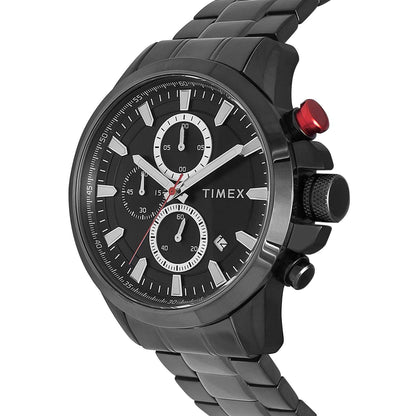 TIMEX Analog Watch for man with Black Round Dial & Gunmetal Stainless Steel Bracelet Band Water Resistant Men's Wrist Watches - TWEG19301
