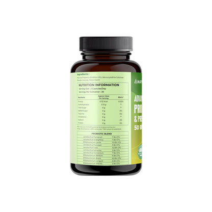 NATURALTEIN Advanced Probiotics & Prebiotics 50 Billion CFU | 9-Strain Gut Health Formula for Digestion, Immunity & Nutrient Absorption | 60 Veg Capsules