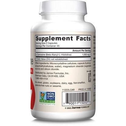 Jarrow Formulas, L-Carnosine, Beta-Alanyl-L-Histidine, 1000 mg, 90 Caps- image 3