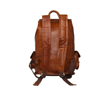 18" Leather Backpack Travel rucksack knapsack daypack College Bag for m- image 5