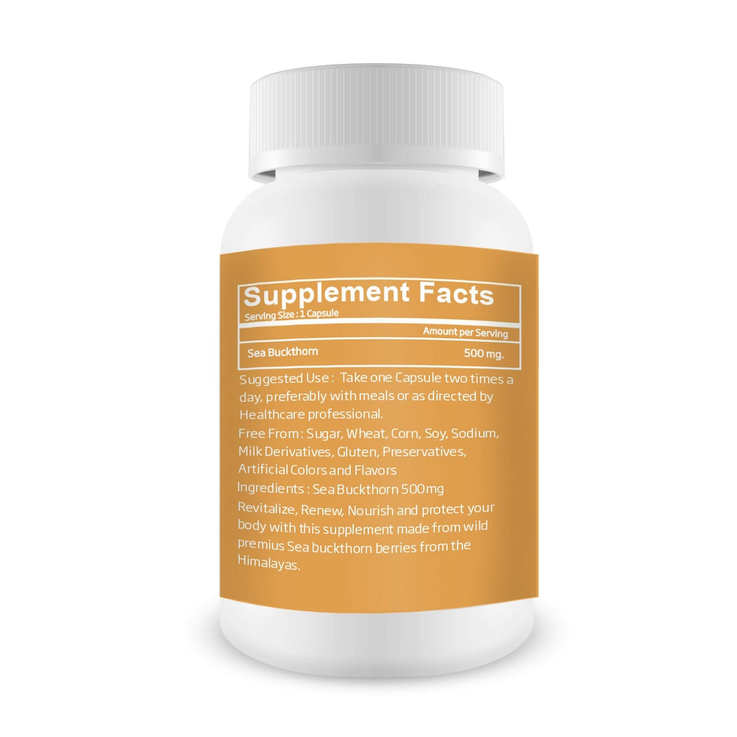 Pushpveda Sea Buckthorn Extract Capsules 500mg | Himalayan Seabuckthorn with Omega 3, 6, 7 & 9 | Natural Antioxidant Supplement for Skin, Immunity & Daily Wellness | Veg Capsules | 60 Capsules