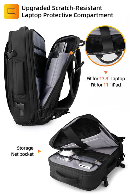 MARK RYDEN Laptop Backpack, 17.3 Inch Large Capacity Business Backpack For Men, Waterproof Expandable Carry-On Travel Backpack, Antitheft School Backpack With Usb Charger - Black