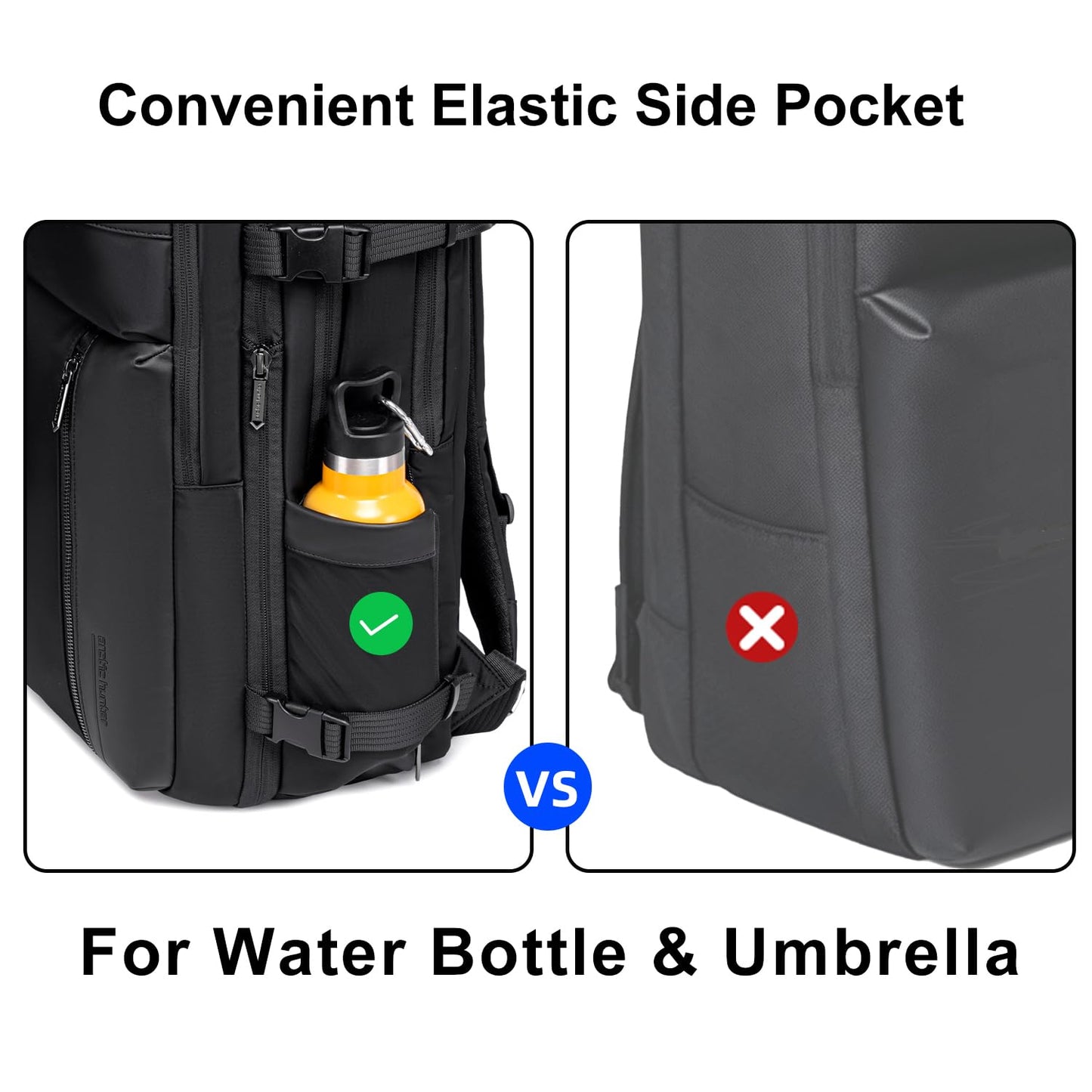 Arctic Hunter Expandable Travel Backpack For Men 35L Shockproof EVA Back Pad Water-repellent Heavy Duty & Large 17.3-inch Laptop Bag For Business Trip,Travel Abroad (Black)