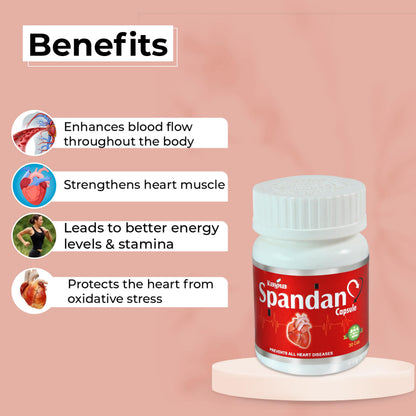 KAYNA HEALTHCARE Spandan Syrup & Capsule Combo | Ayurvedic Heart Health Supplement | Supports Healthy Blood Circulation, Reduces Stress & Promotes Cardiac Wellness | Herbal Nutritional Care