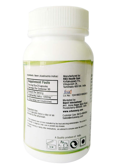 ERBZENERG® Organic NEEM 90 Capsules | Pack of 1