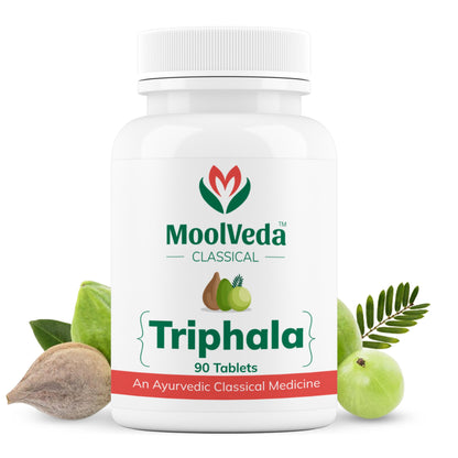Moolveda Triphala Tablets | Uses For Digestion, Constipation and Detox | 90 Veg