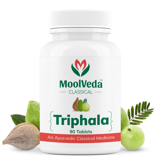 Moolveda Triphala Tablets | Uses For Digestion, Constipation and Detox | 90 Veg