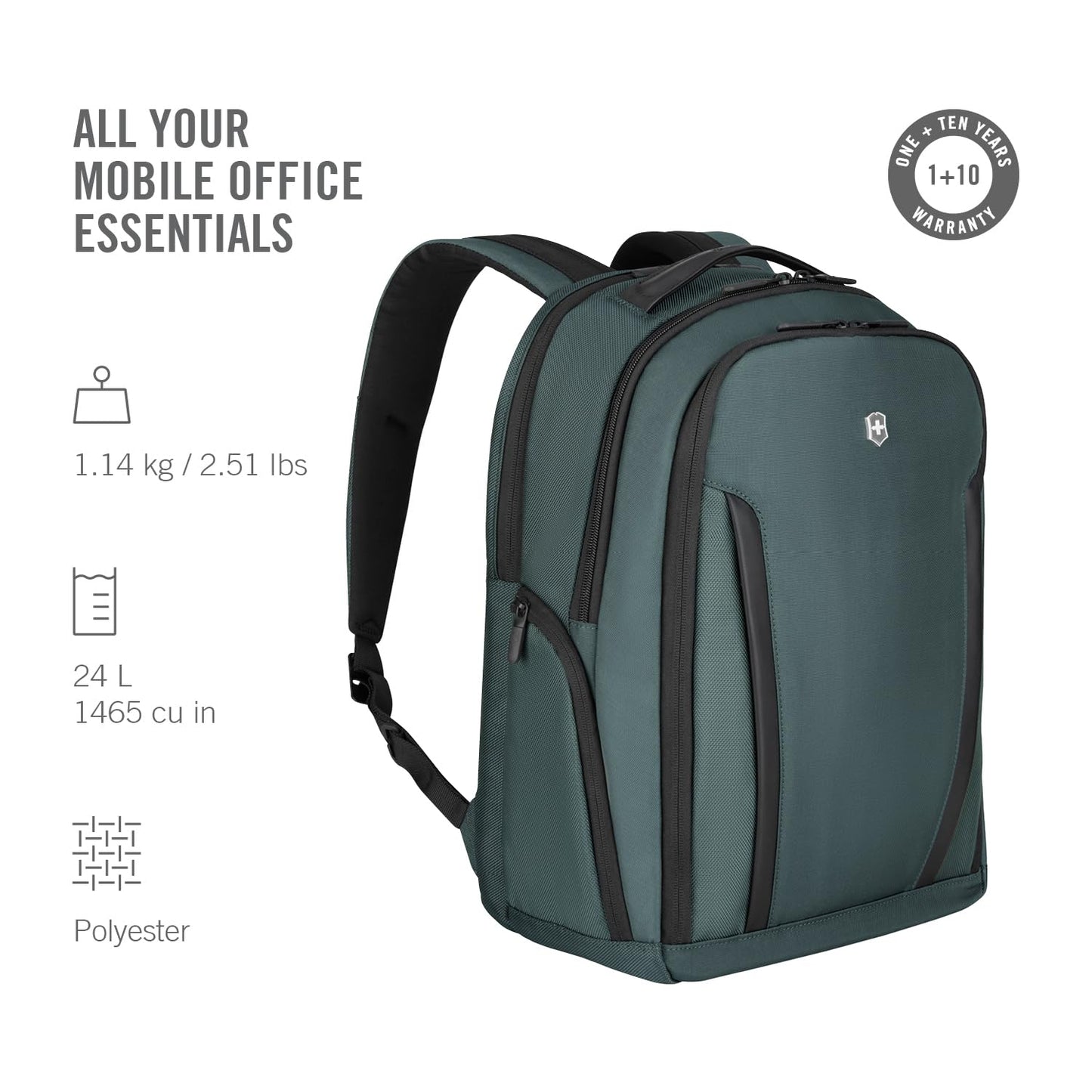 Victorinox Swiss Designed Backpack, Altmont Professional Essentials Laptop Backpack, Storm, Dedicated Laptop and Tablet Compartment, Business Travel Office Bag For Men, 24 Litres, (653290)