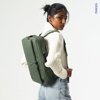 DailyObjects PET Kelp Meridian Convertible Briefpack (Backpack + Briefcase) (16L)| 100% Recycled | Fits any Laptop Upto 16 Inch | Lightweight Shoulder Backpack | Multiutility Bag with Trolley Sleeve