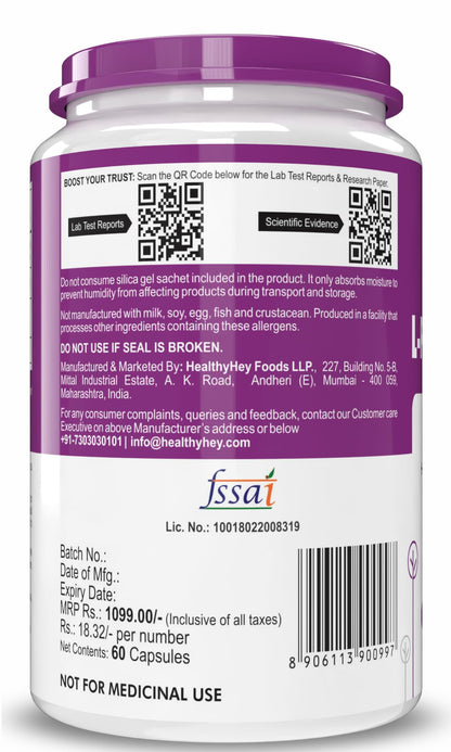 HealthyHey Nutrition L-Phenylalanine 60 Vegetarian Capsules - Gluten Free - Non GMO