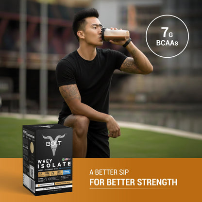 Bolt 100% Whey Protein Isolate Powder | 5 Sachet Travel Pack (5×33g) | Piedmont Chocolate | 28g Protein per Serving | 7g BCAA | Muscle Support & Recovery | No Added Sugar | Gluten-Free | Easy to digest