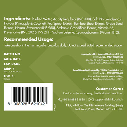 DASH OF VOLUME Hair Growth Shots | Targets Hair Thinning, Hair Fall & Weak Roots | Supports Hair Growth & Volume | Pack Of 6 (6x60 ML) Wellness Shots