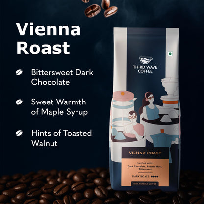 THIRD WAVE COFFEE | Vienna Roast | 100% Arabica | Dark Roast | Pour Over | Medium Grind | 250 grams | Pouch