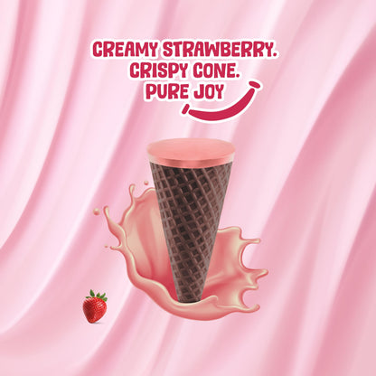 Pure Temptation Joy Strawberry Flavored Waffle Cone - Chocolates For Kids Gift Pack - 1 X 24 Pcs - Display Stand - Birthday Chocolate Gift Box For Girls & Boys - Family Chocolate Pack