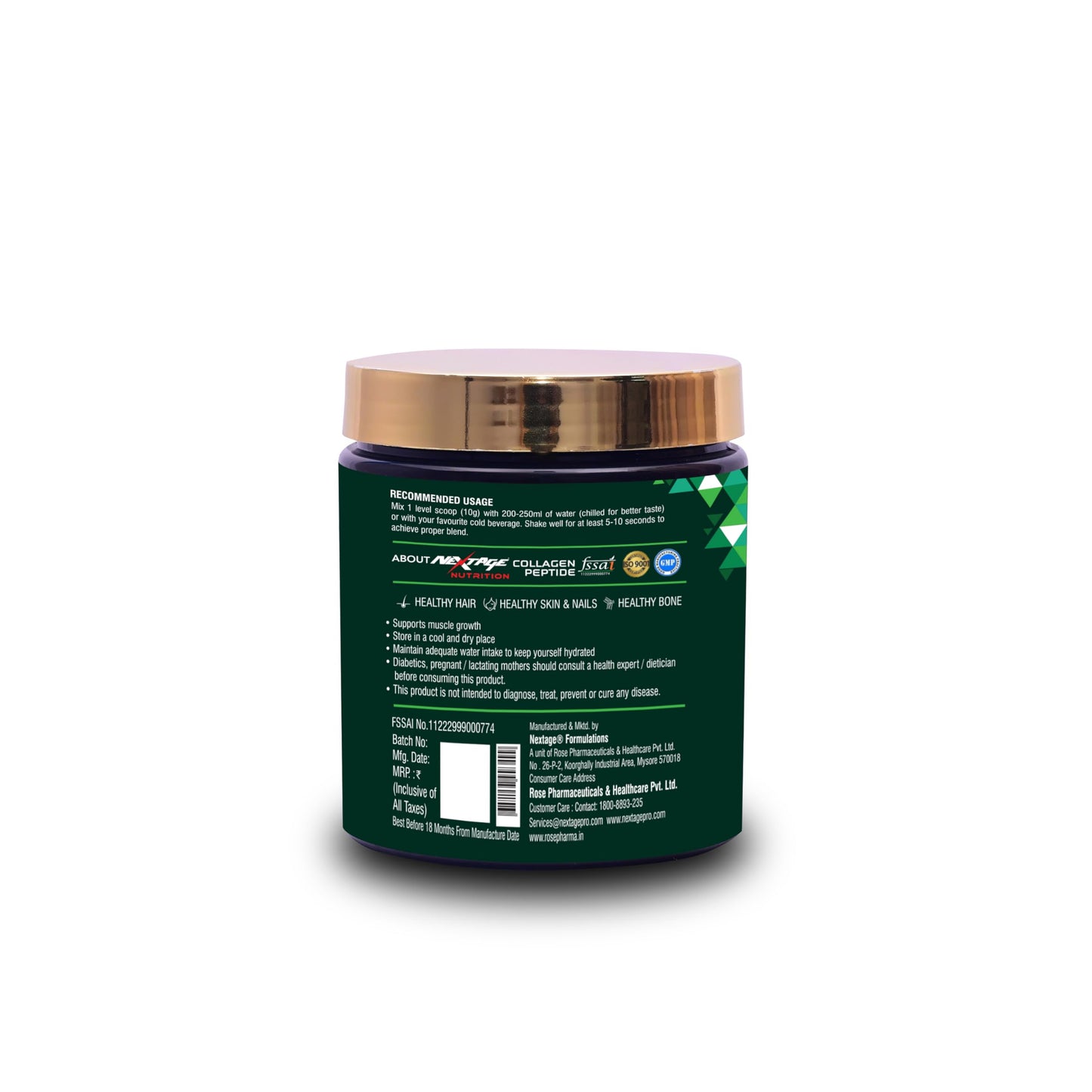 Nextage Nutrition Collagen Peptide Powder (250g) | Rosehip Extract,biotin, Curcumin Vitamin C, Vitamin E & Vitamin D3 | Healthy hair | Healthy Skin & Nails | Healthy Bone | Orange Flavour