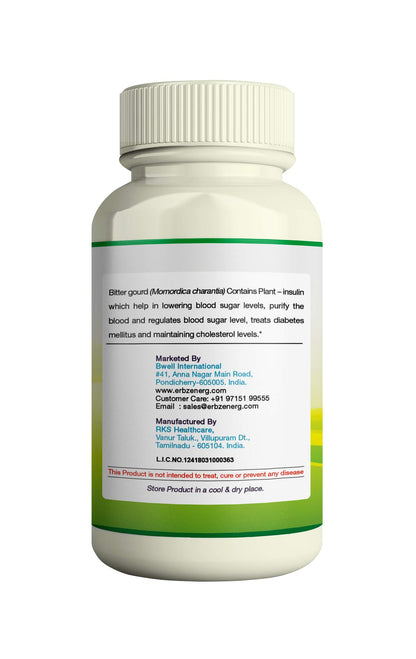 ERBZENERG Bitter Gourd (Momordica charantia) Karela 60 Capsules- (Pack of 1)