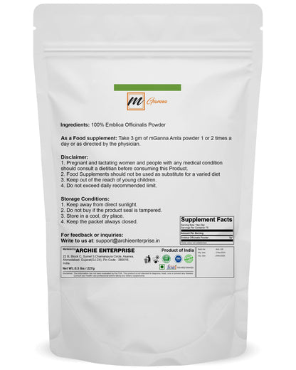 mGanna Amla Powder/Indian Gooseberry/Emblica Officinalis for Skin, Hair & Health Care 227gm / 0.5lbs