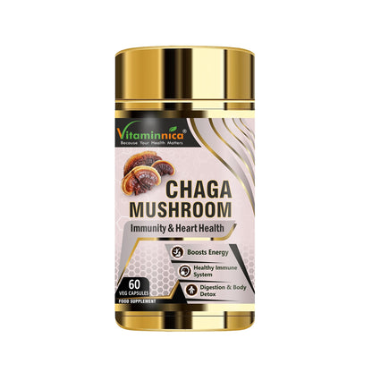 Vitaminnica Chaga Mushroom- 60 Capsules | Natural Antioxidant Support for Immune System