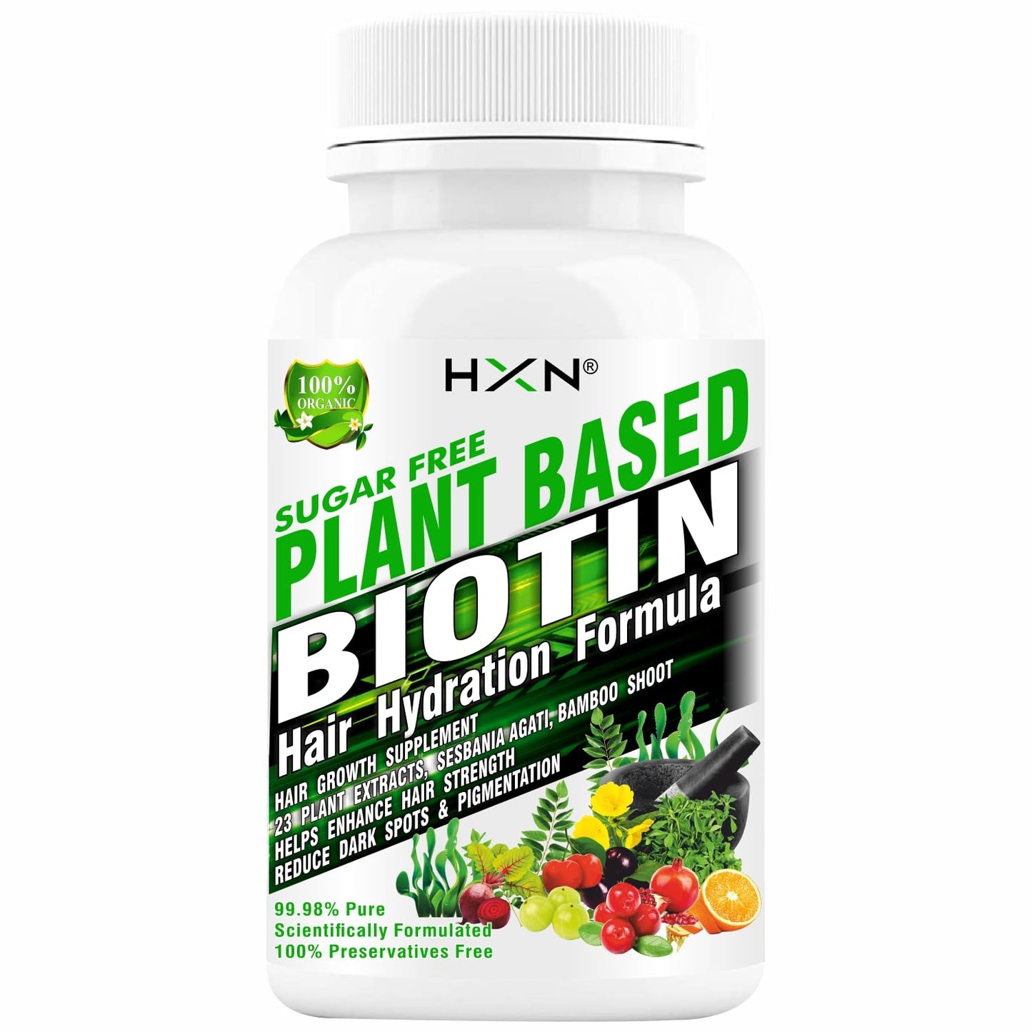 HXN Biotin Tablets For Hair Growth With 10000mcg Powder Plant-Based Supplements,