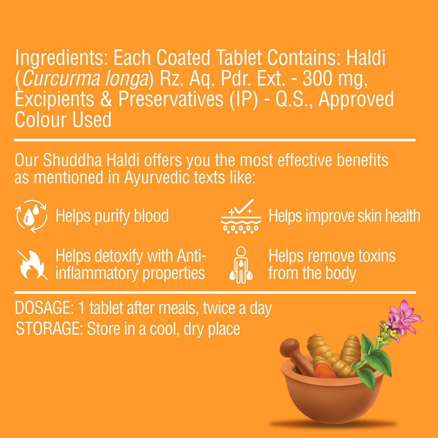 Dr. Vaidya's Shuddha Haldi Tablets | Anti-Inflammatory & Skin Rejuvenator | 3-Step Sanskara Process for Maximum Potency | (60 Tablets) Pack of 1