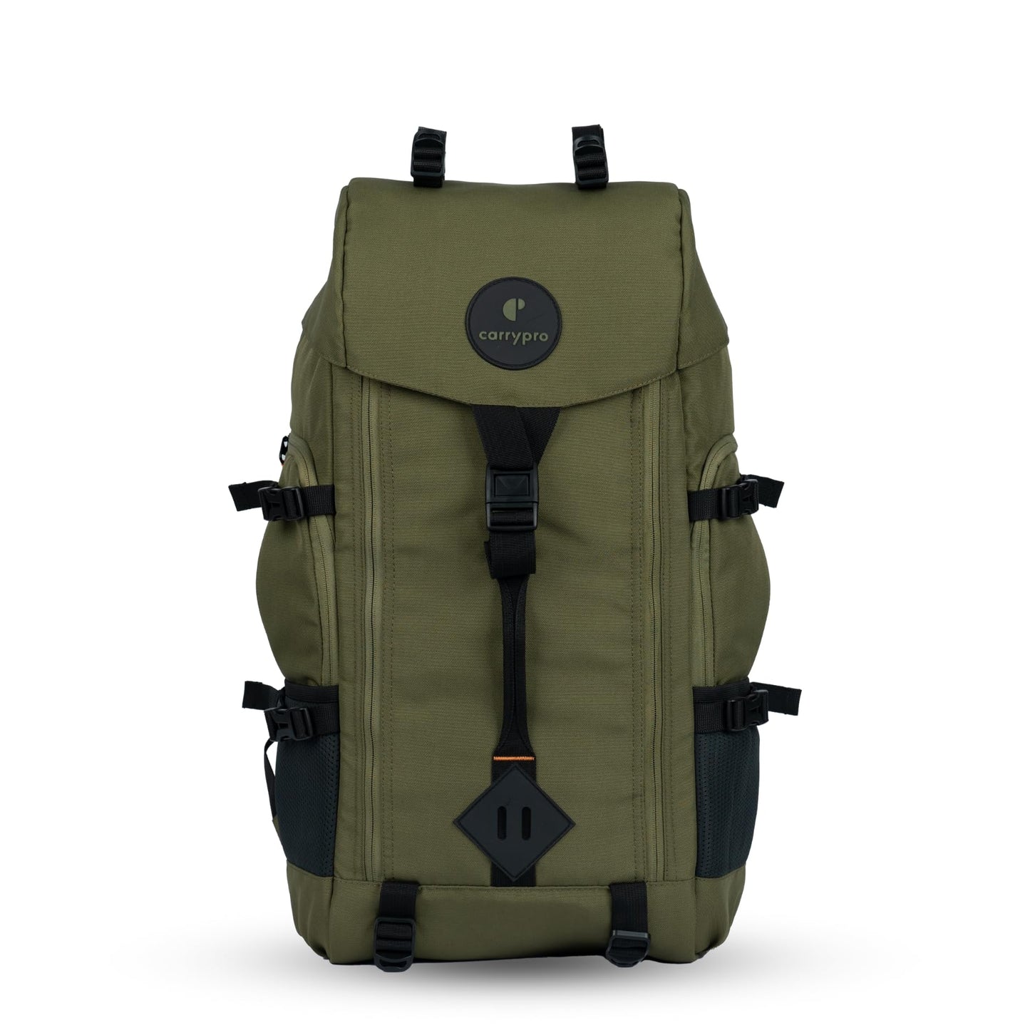 CarryPro HOBO40 v2.0– 40L Functional Travel Backpack for Men & Women, Camping, Biking, Trip, Trekking Bag, Fits 15.6 Laptop, Water-Resistant with Rain Cover & Travel Pouch, 2-Year Warranty(OliveGreen)