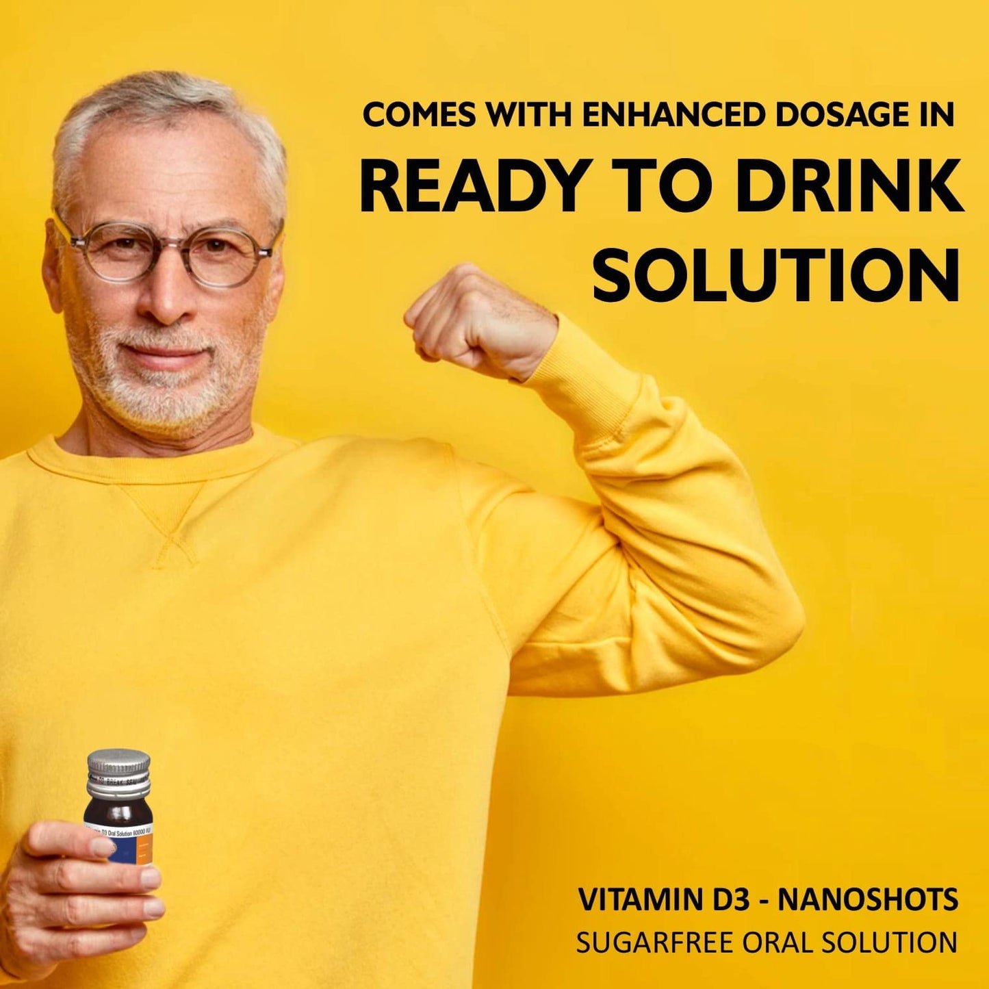 TOPUP D3 – Ready to Drink Vitamin D3 (Cholecalciferol, 60000 IU) | Nano Shots for Immunity, Healthy Bones & Strong Muscles | Sugar Free Nano Shots | Pack of 4 shots of 5 ml each