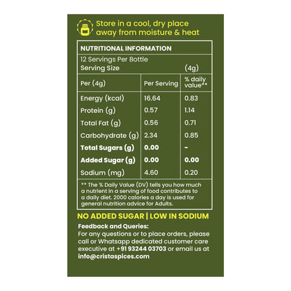 CRISTA KhatMeeth Gujarati Dal Masala Blend | No Onion | No Garlic | Vegan | Low in Sodium | Zero added Colours, Fillers, Additives & Preservatives | 50 gms