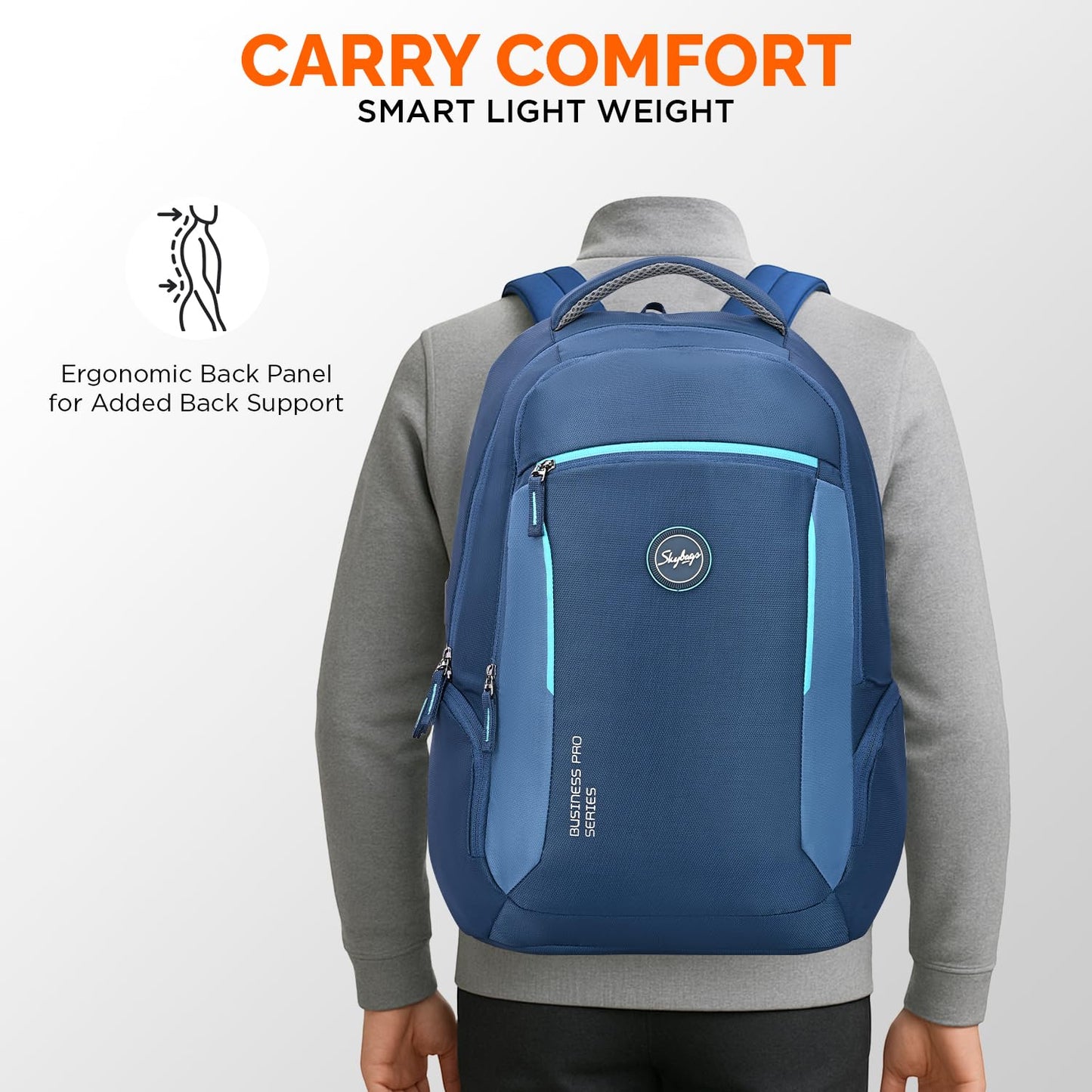 Skybags Propack Max 17 Inch Compatible Anti‑Theft Laptop Backpack 35L | 3 Compartments with USB Charging Port & Rain Cover | Air Mesh Back Panel | Office & Travel Backpack for Men & Women (Blue)