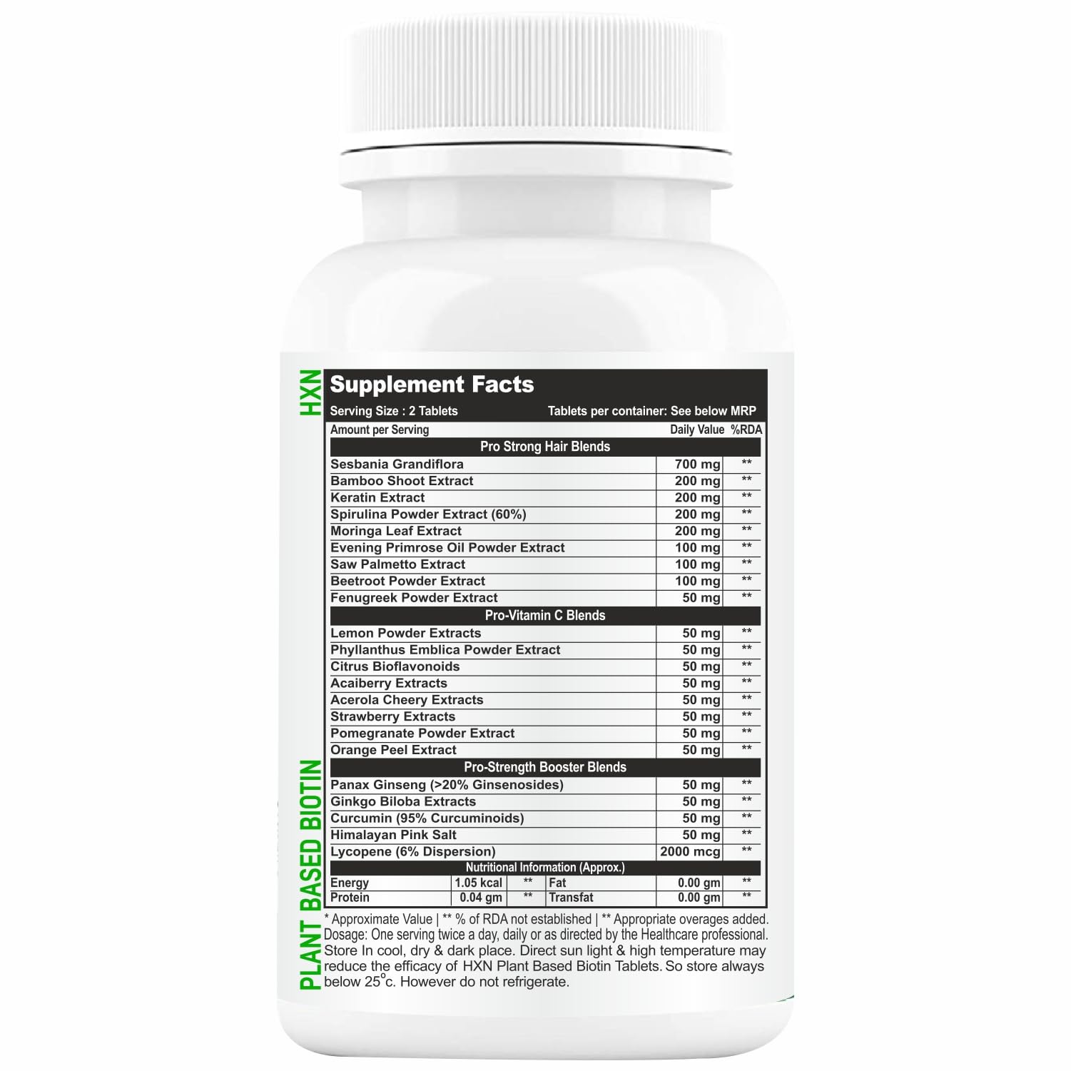 HXN Biotin Tablets For Hair Growth With 10000mcg Powder Plant-Based Sup- image 8