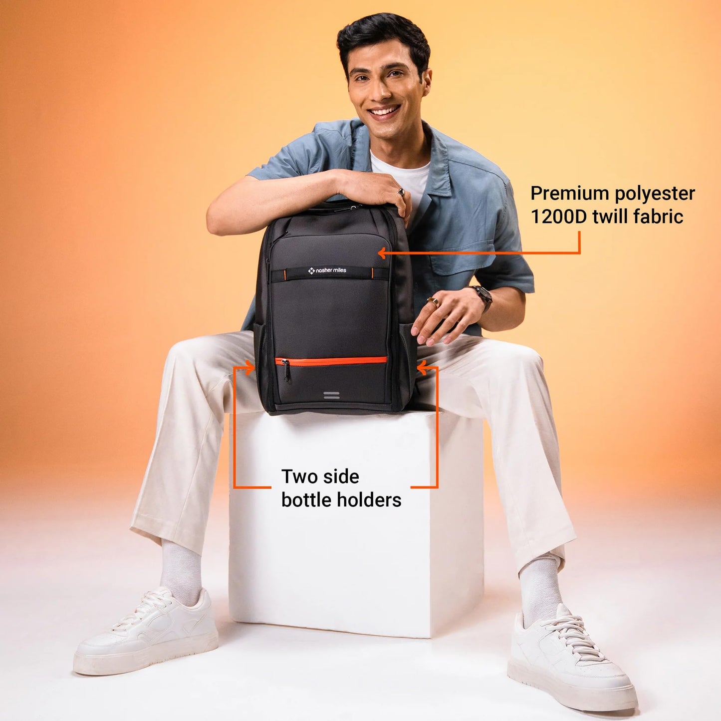 Nasher Miles Brooklyn Backpack Fits 15.6 Inch Laptop, 30L Capacity Premium Durable Polyester Grey Unisex Multipurpose Laptop Backpack | Ideal for Office, Travel, Overnighter