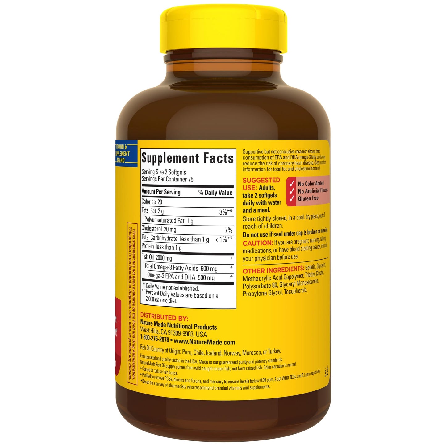 Nature Made Burp-less Fish Oil, 1000 Mg, 300 mg Omega-3, 150 Liquid Softgels