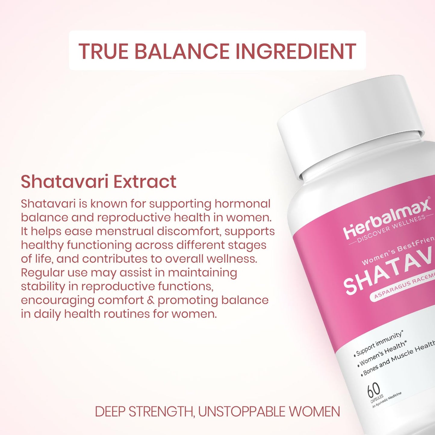 Herbalmax Shatavari 400 mg 60 Veg Capsules Pack of 3 – Ayurvedic Supplement for Women’s Health & Hormone Balance, Rich in Antioxidants, Boosts Immunity & Supports Bone & Muscle Strength